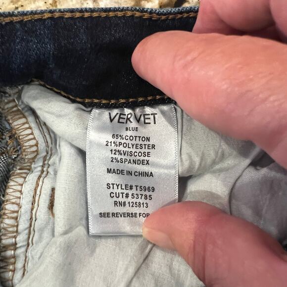 Vervet Blue Step Kick Raw Hem Flare Cropped Jeans - SIZE 27 - Picture 7 of 12